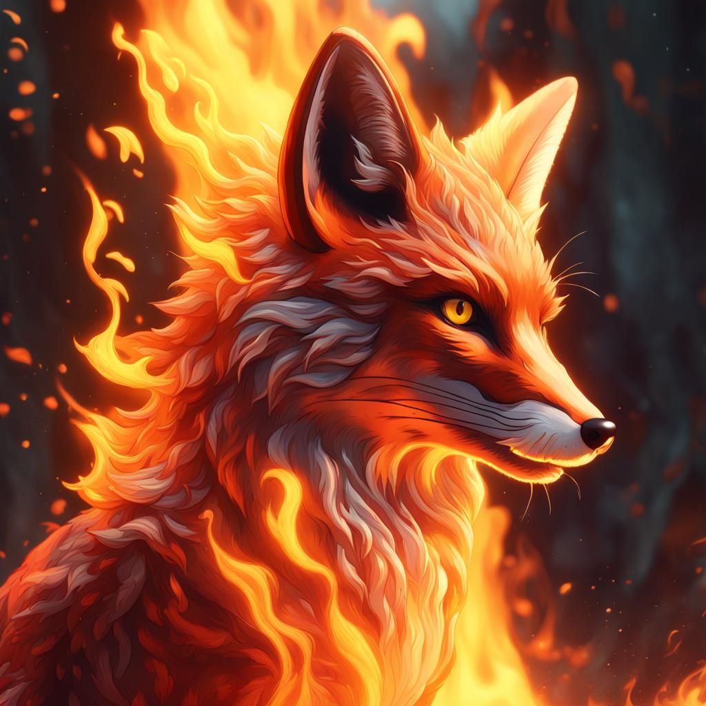 Fiery Fox: Dark Fantasy Concept Art