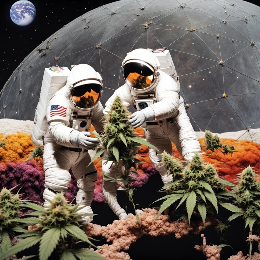 Lunar Greenhouse: Astronauts Cultivating Marijuana on the Mo...