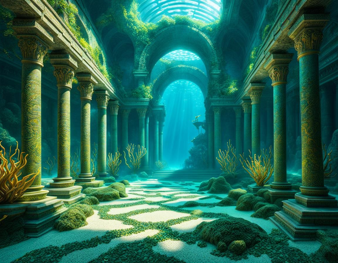 Underwater Atlantis Ruins with Mosaic Details