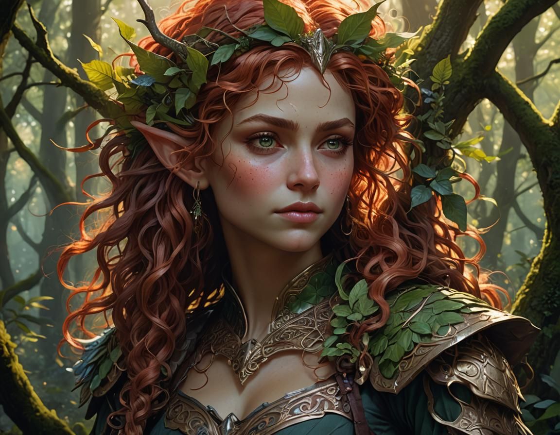 Voluptuous Elf Portrait in Mystical Forest