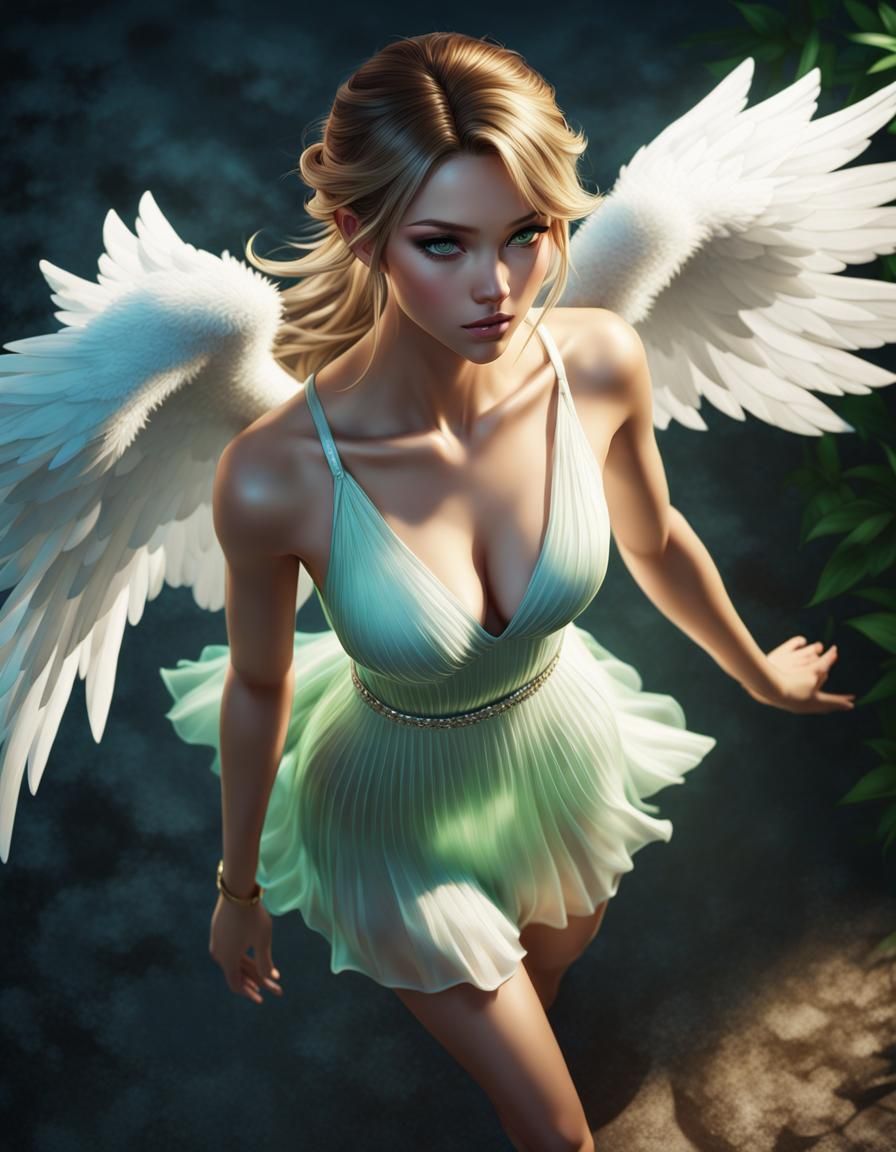 Anime Kawaii Angel in Summer Dress, Photorealistic