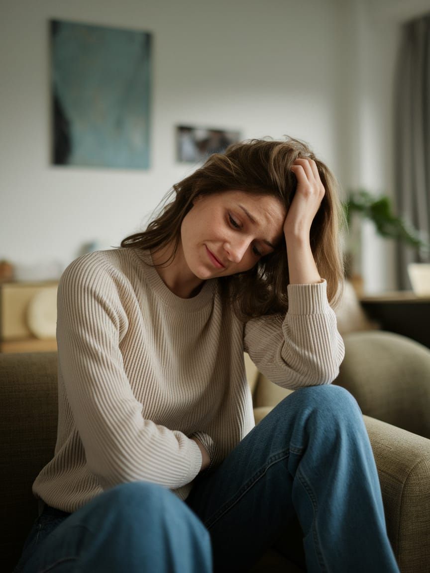Amateur Photo: Woman in Casual Clothes in Apartment