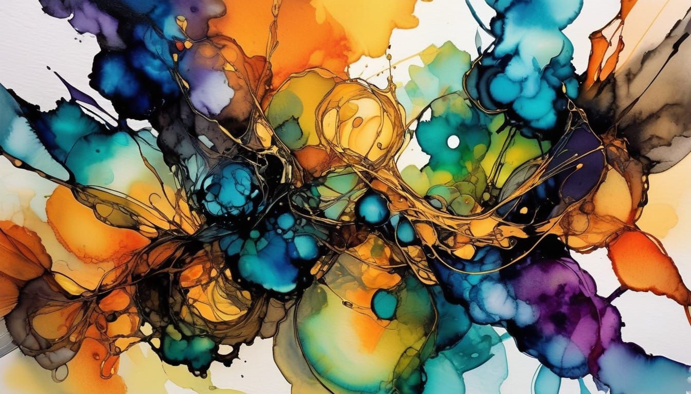 Abstract Convergence in Alcohol-Ink Art