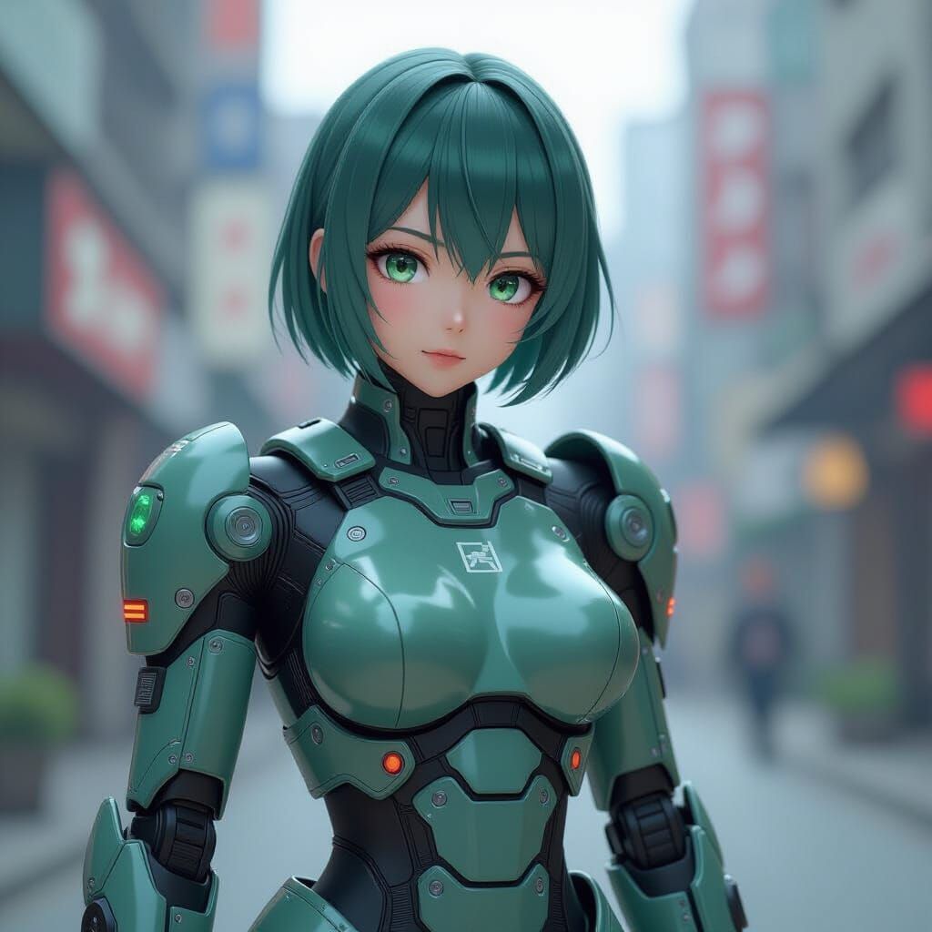 Anime Girl in Futuristic Combat Suit