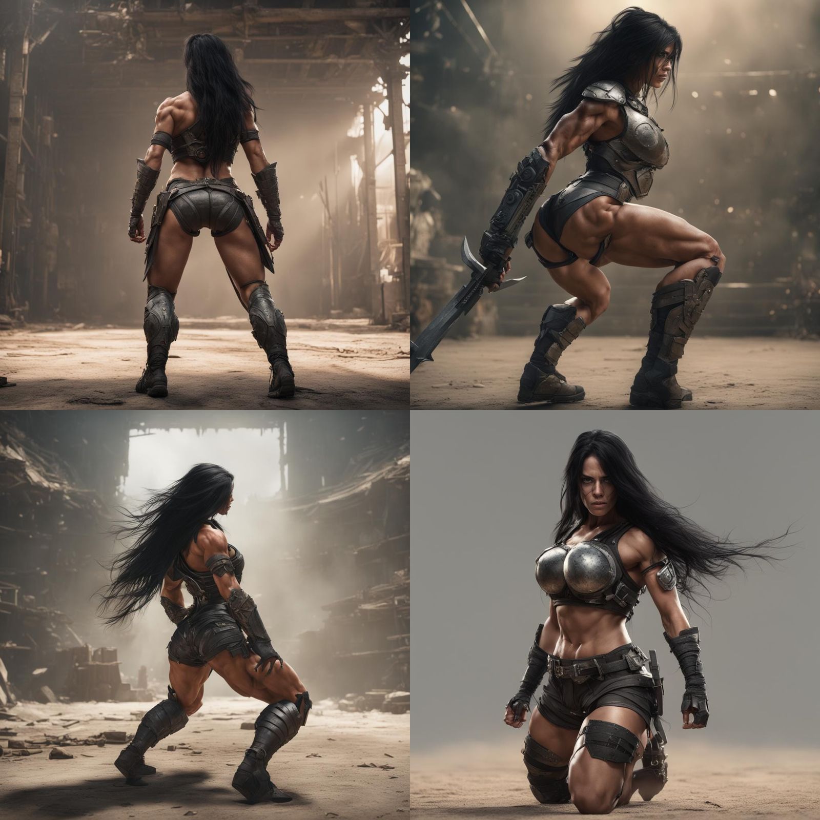 Muscular Warrior Woman in Arena, 4K Detail