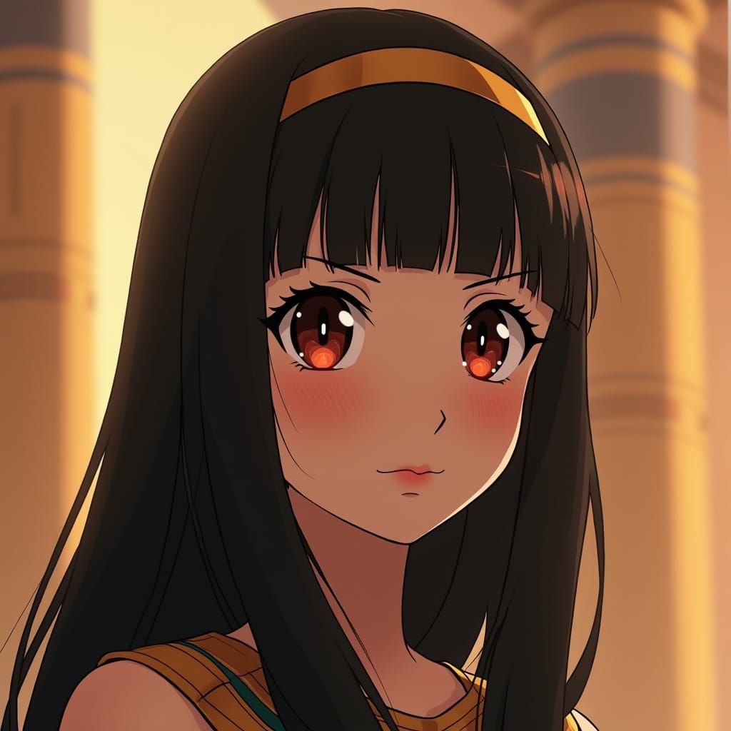 Beautiful Egyptian Anime Girl in Pharaohs Era