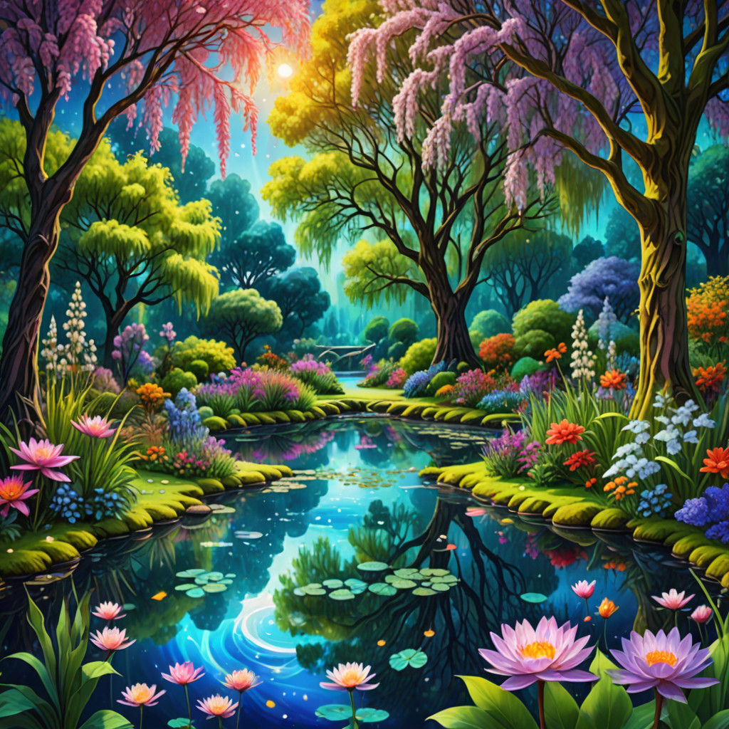 Dreamy Astral Garden in Ethereal Cosmic Style