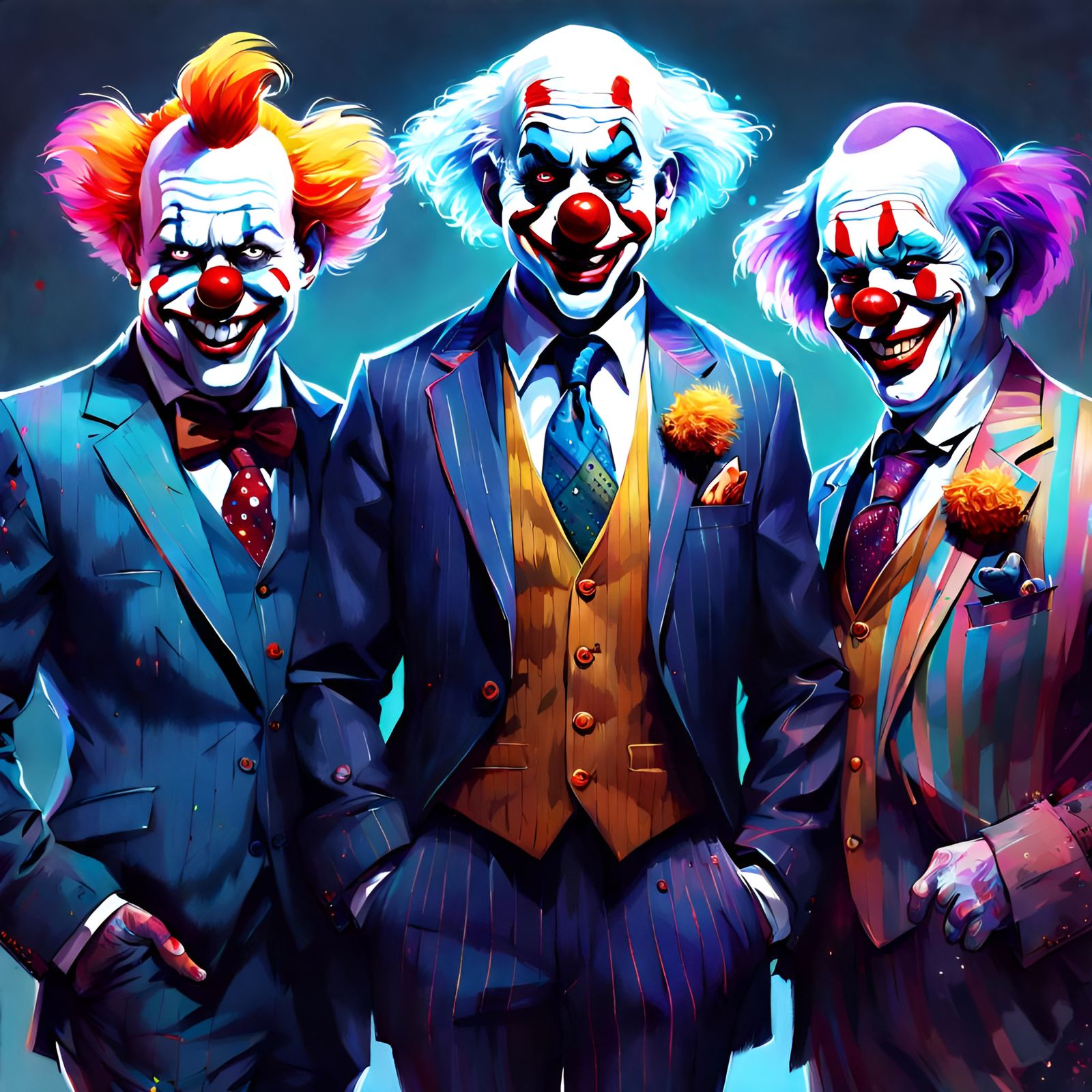 Clowns in Suits: Detailed Digital Portrait