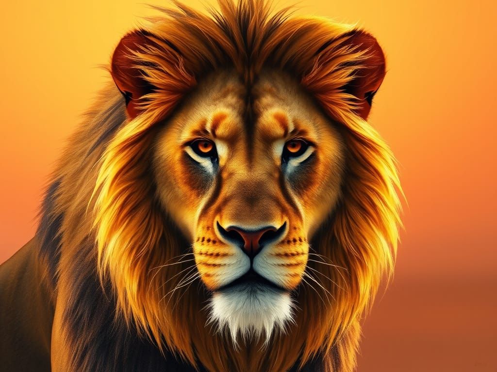 Golden Lion's Head in Majestic Photorealistic Style