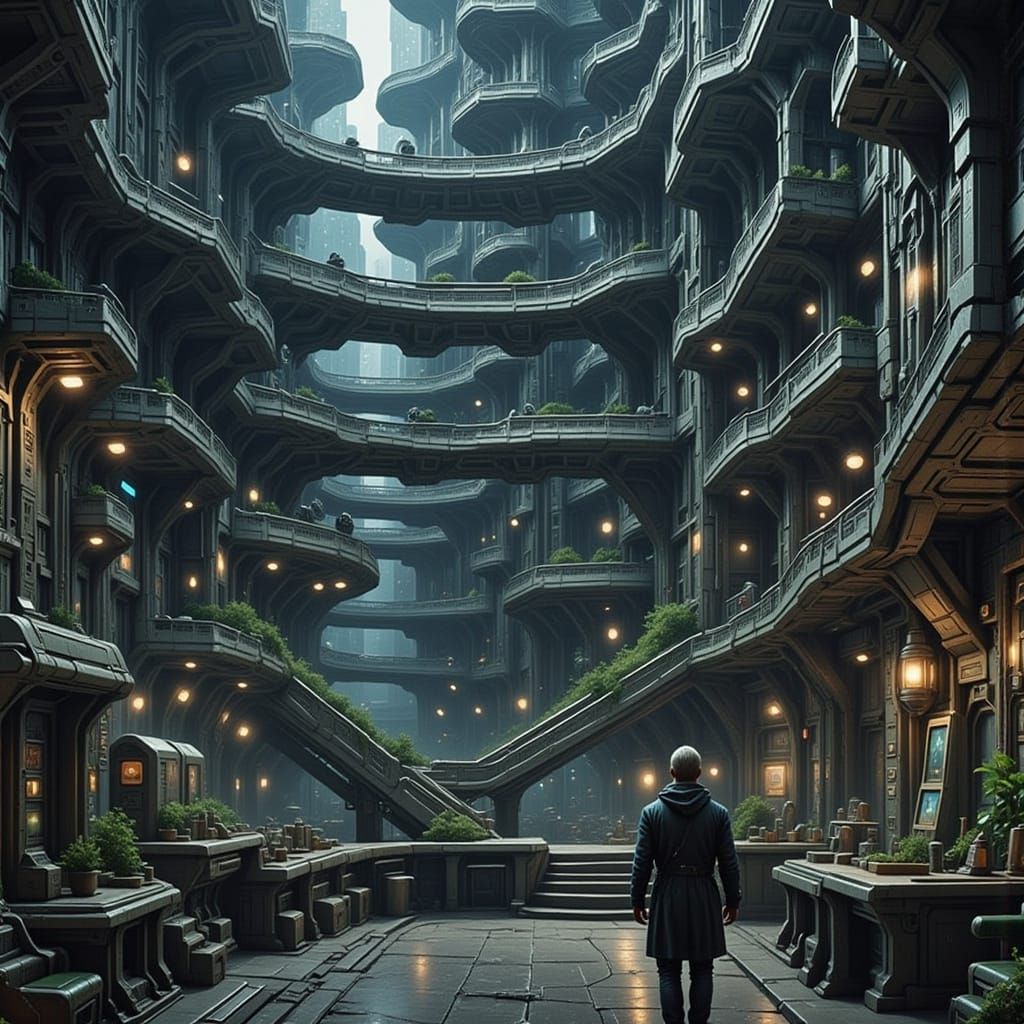 Sci-Fi Character Climbing Ship Levels