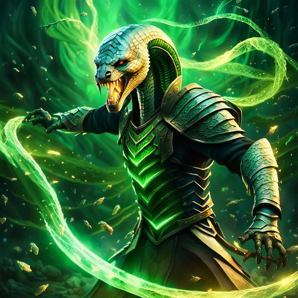 Cobra Warrior Disintegrating into Luminous Energy