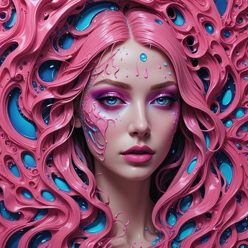 Neon Girl Crying in Crayon Labyrinth