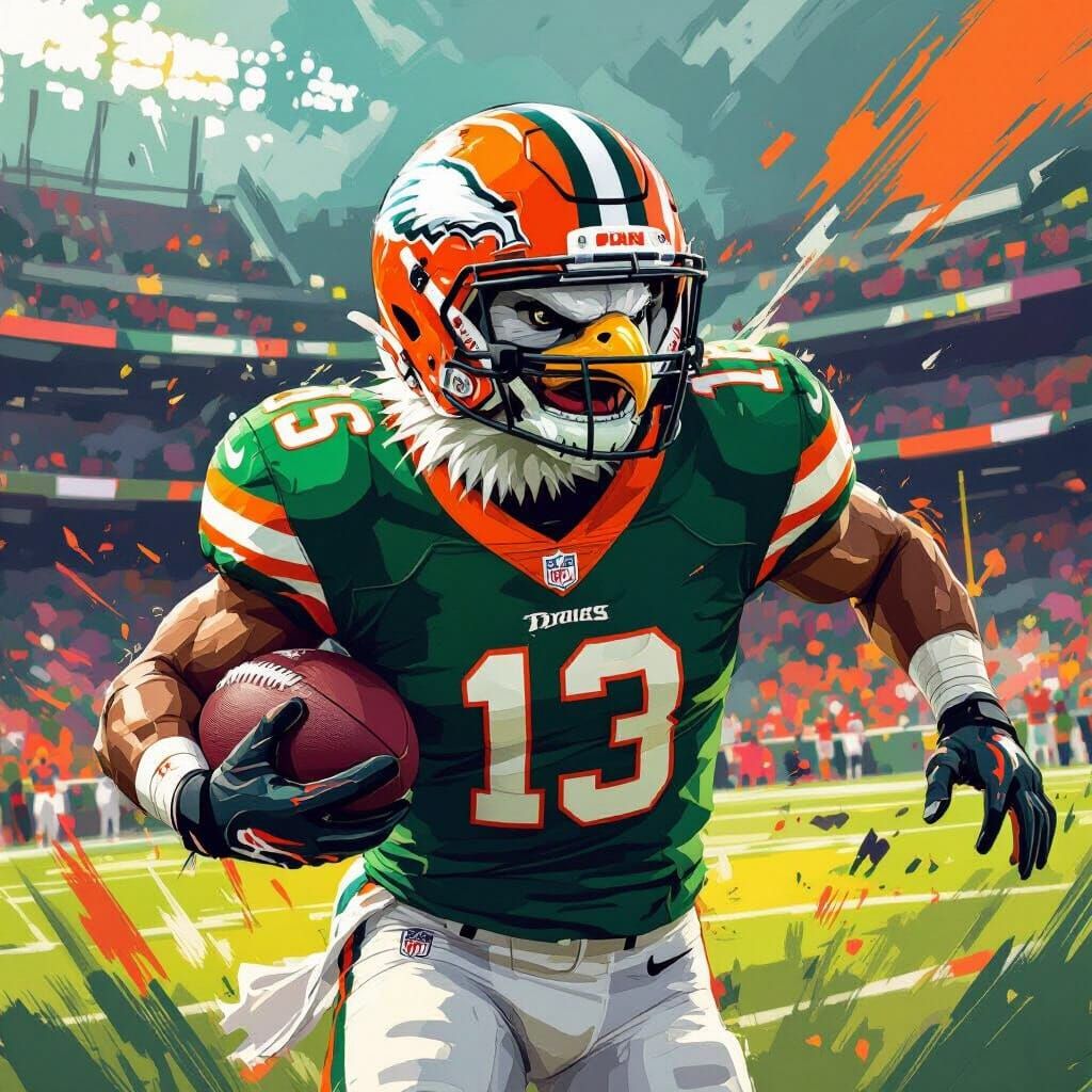 Eagle Football Player in Vibrant Digital Art