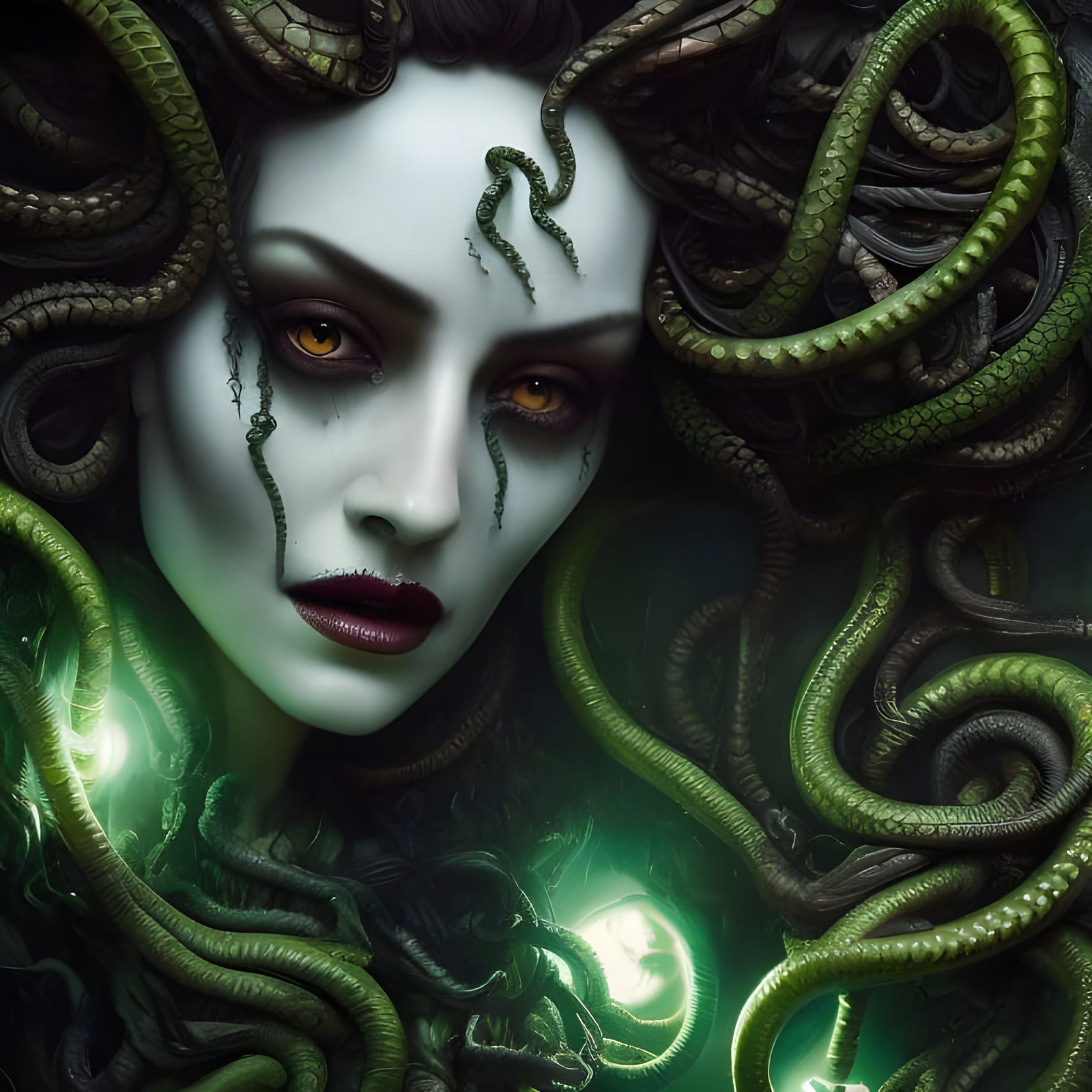 Detailed Portrait of Medusa as Fantasy Art