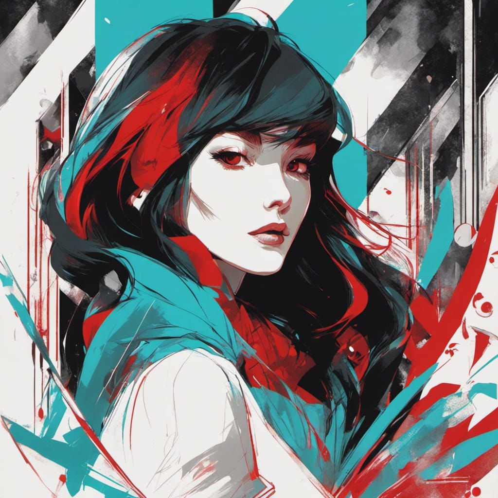 Woman with Golden Eyes in Digital Art Style