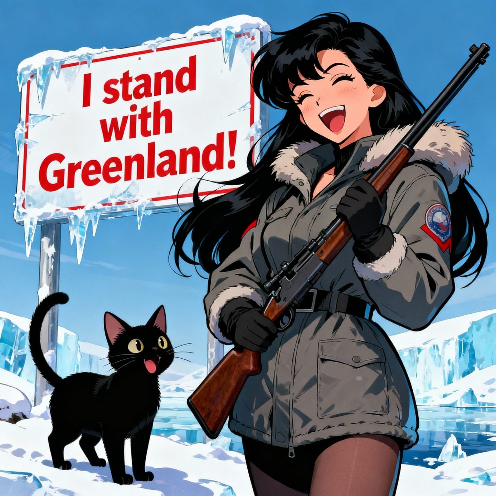 1950s Pinup Woman with Cat in Greenland