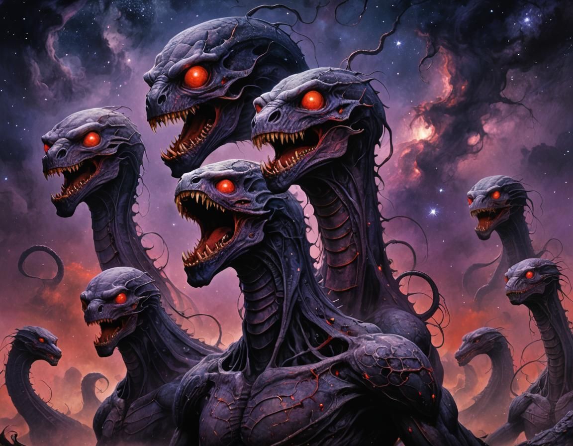 Cosmic Horror Undead Hydra in Fantasy Art Style