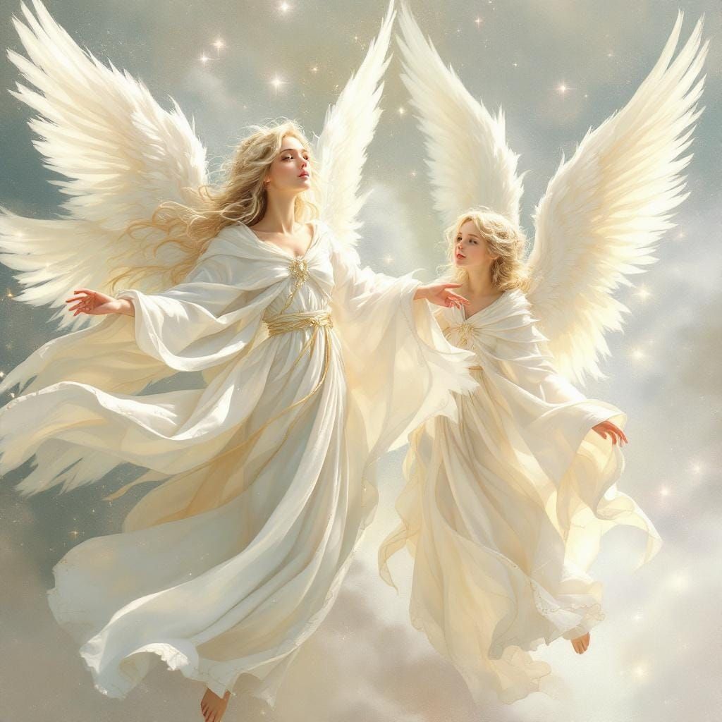 Ethereal Fantasy Angels in a Whimsical Style