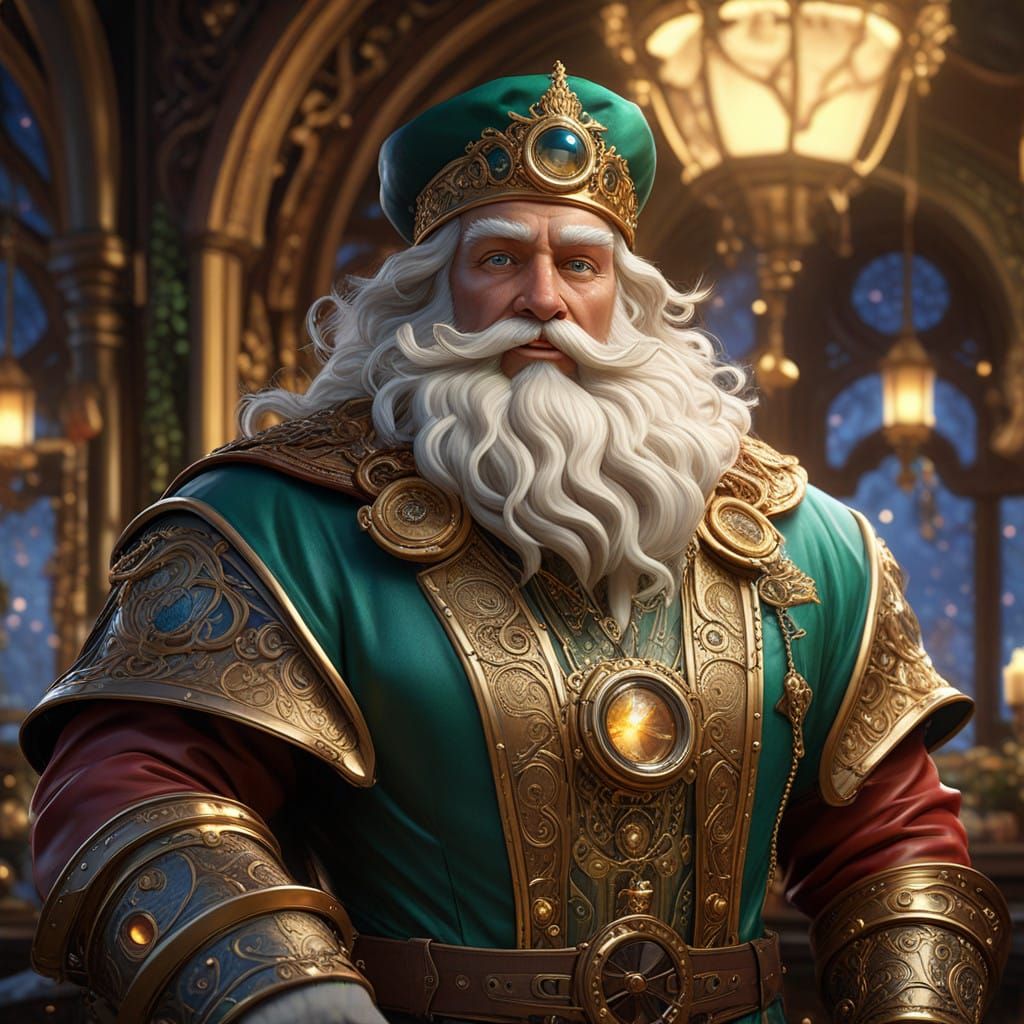 Steampunk Santa Claus in Opulent Armor