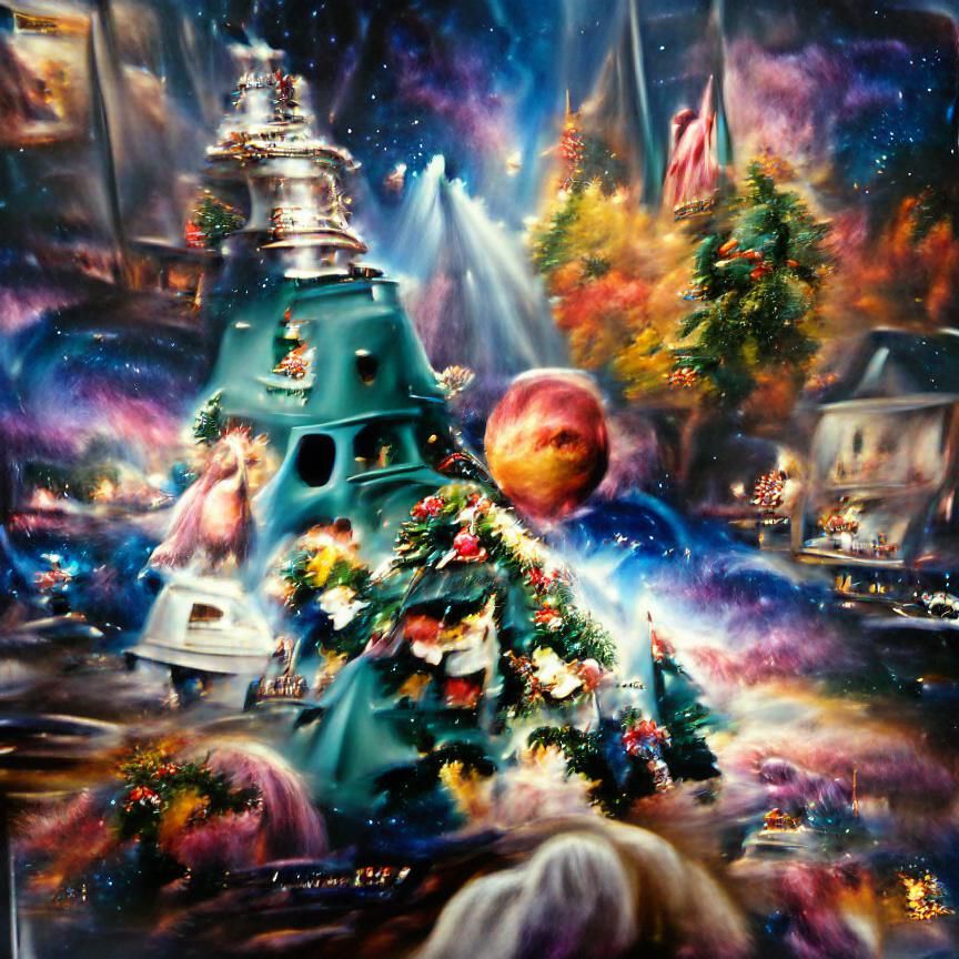 Christmas Tree in Space, Kinkade Style