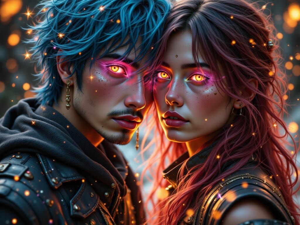 Vibrant Portrait with Fiery Red Hues