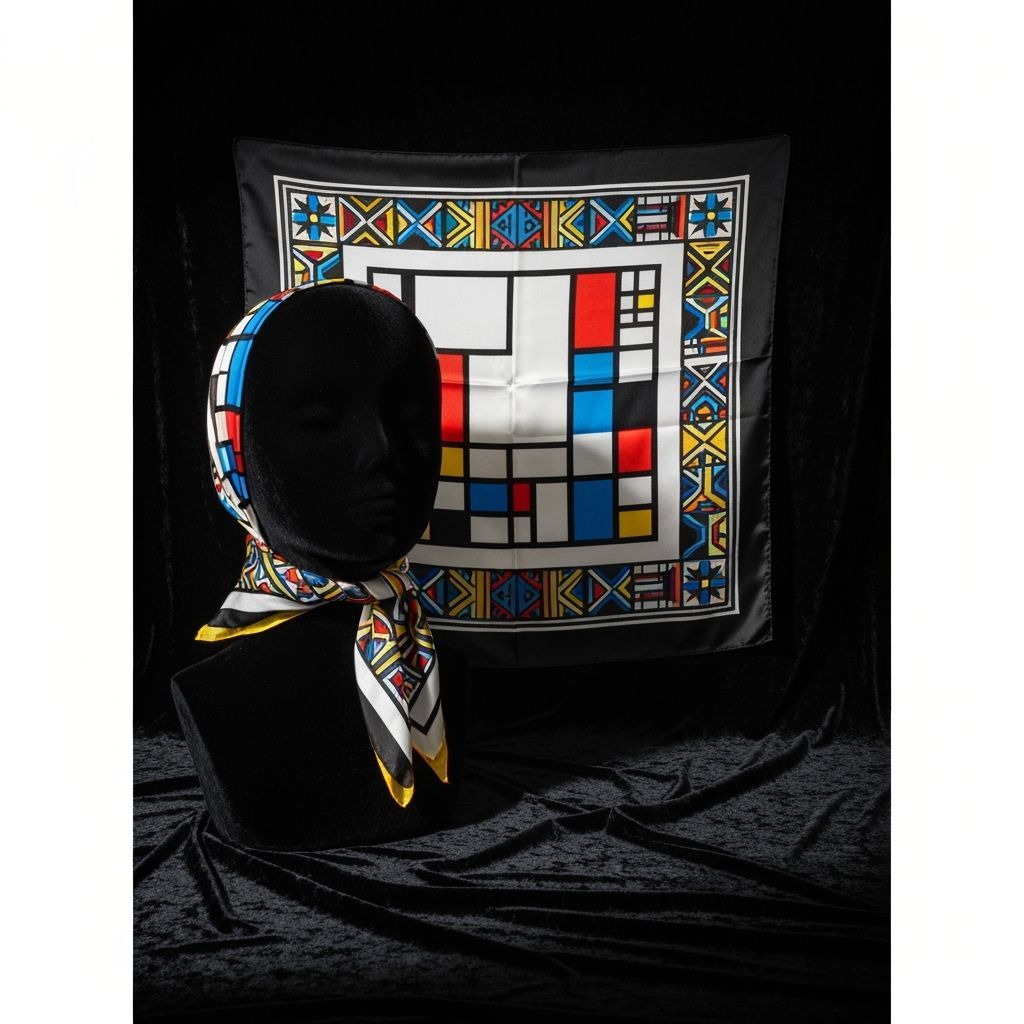 Bauhaus Ndebele Silk Scarf: Mondrian Meets Mahlangu