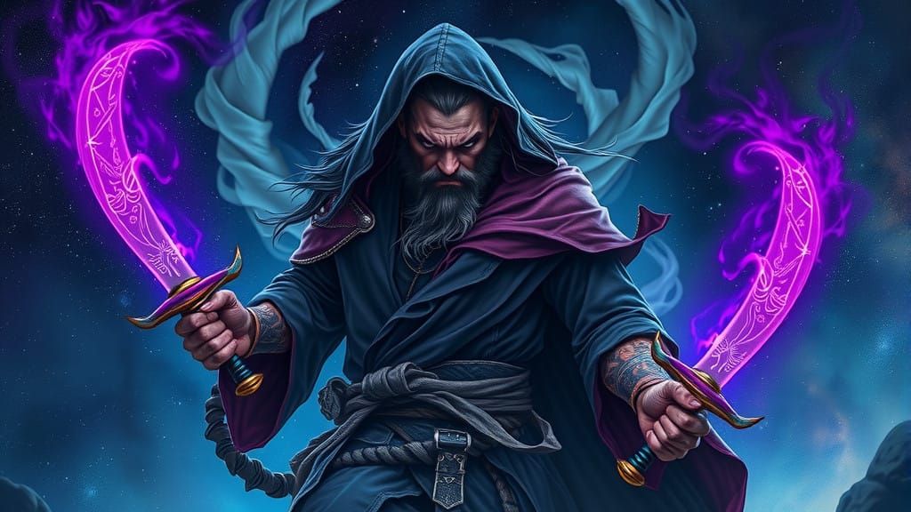 Mystical Warrior Stands Tall in Cosmic Battle