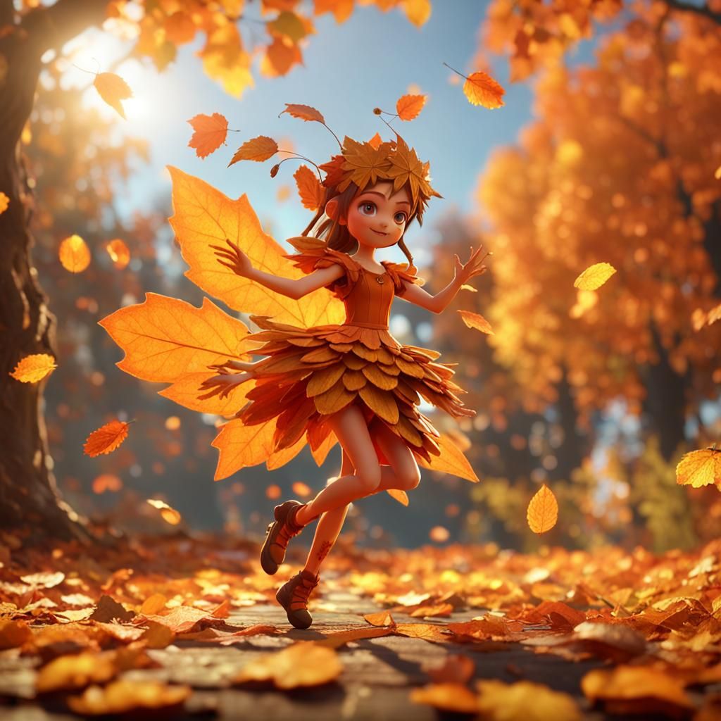 Orange Leaf Fairy Dancing: 3D Game Cinematic