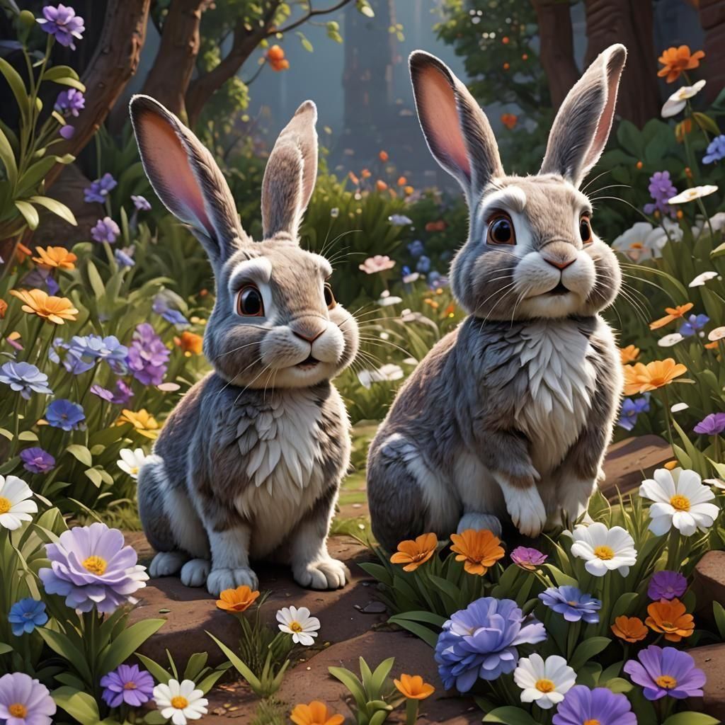 Pixar-Style Rabbits in Detailed 3D Animation