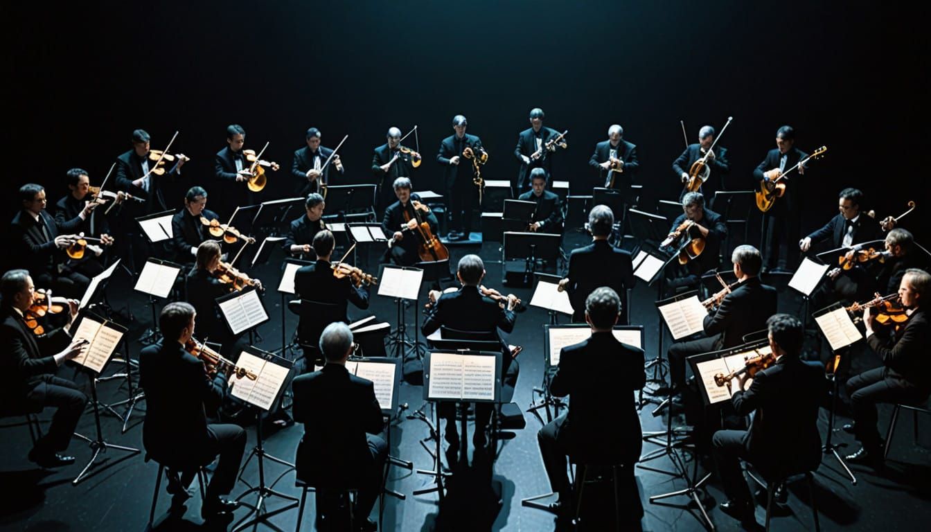 Mysterious Blacklight Symphony Orchestra Shines in Darkness