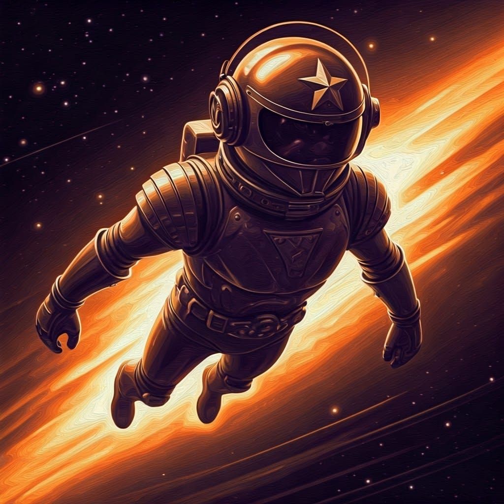 Ethereal Space Hero in a Starry Nebula