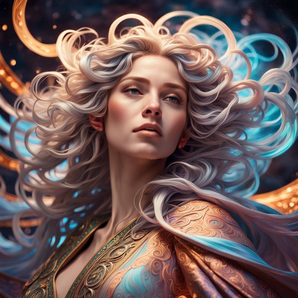 Starlight Woman Portrait in Hyperrealistic Fantasy Art