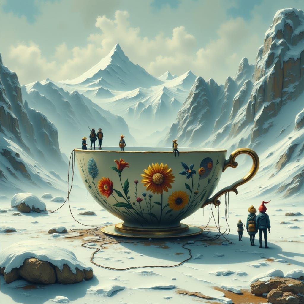 Giant Teacup City in Snowy Valley