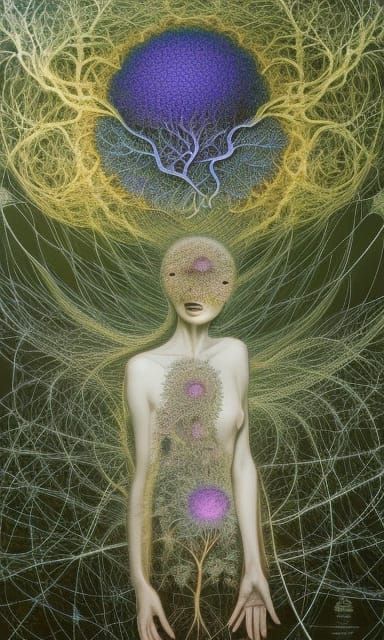 Brain Network with Fractal Tree Branches in Warped Perspecti...