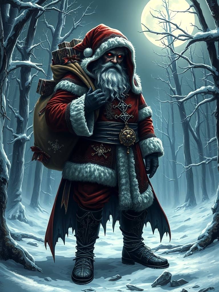 Gothic Santa in Snowy Forest