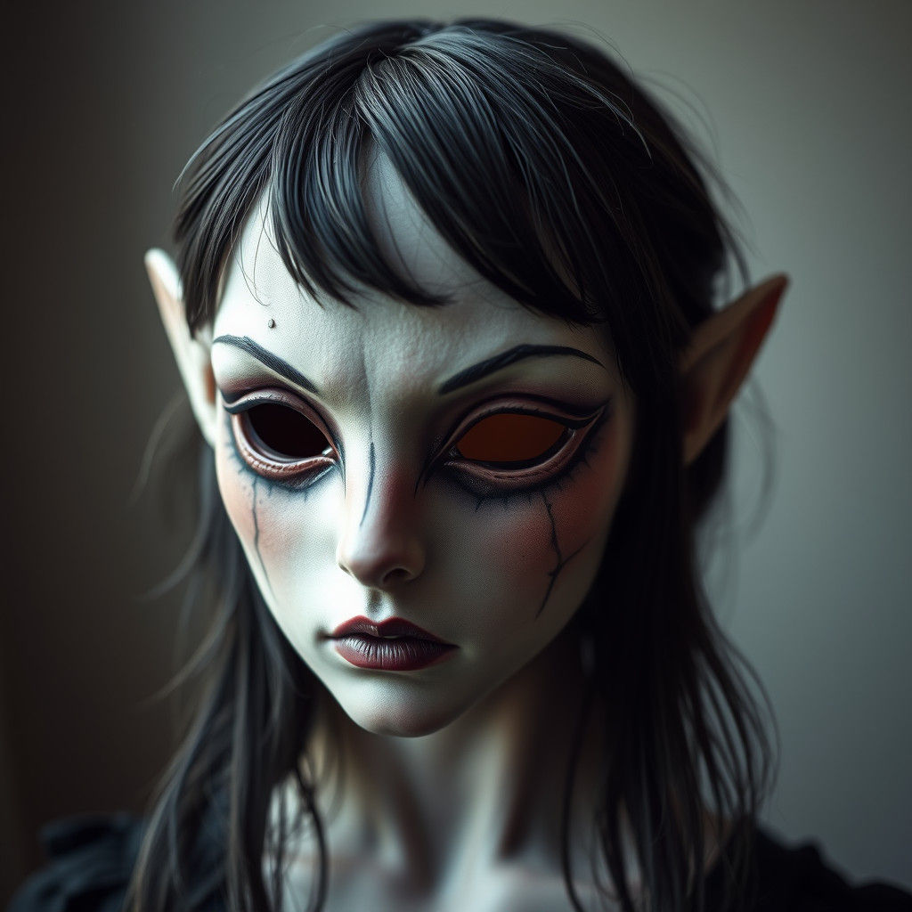 Eerie Gothic Dark Elf Mask in Hyperrealistic Style