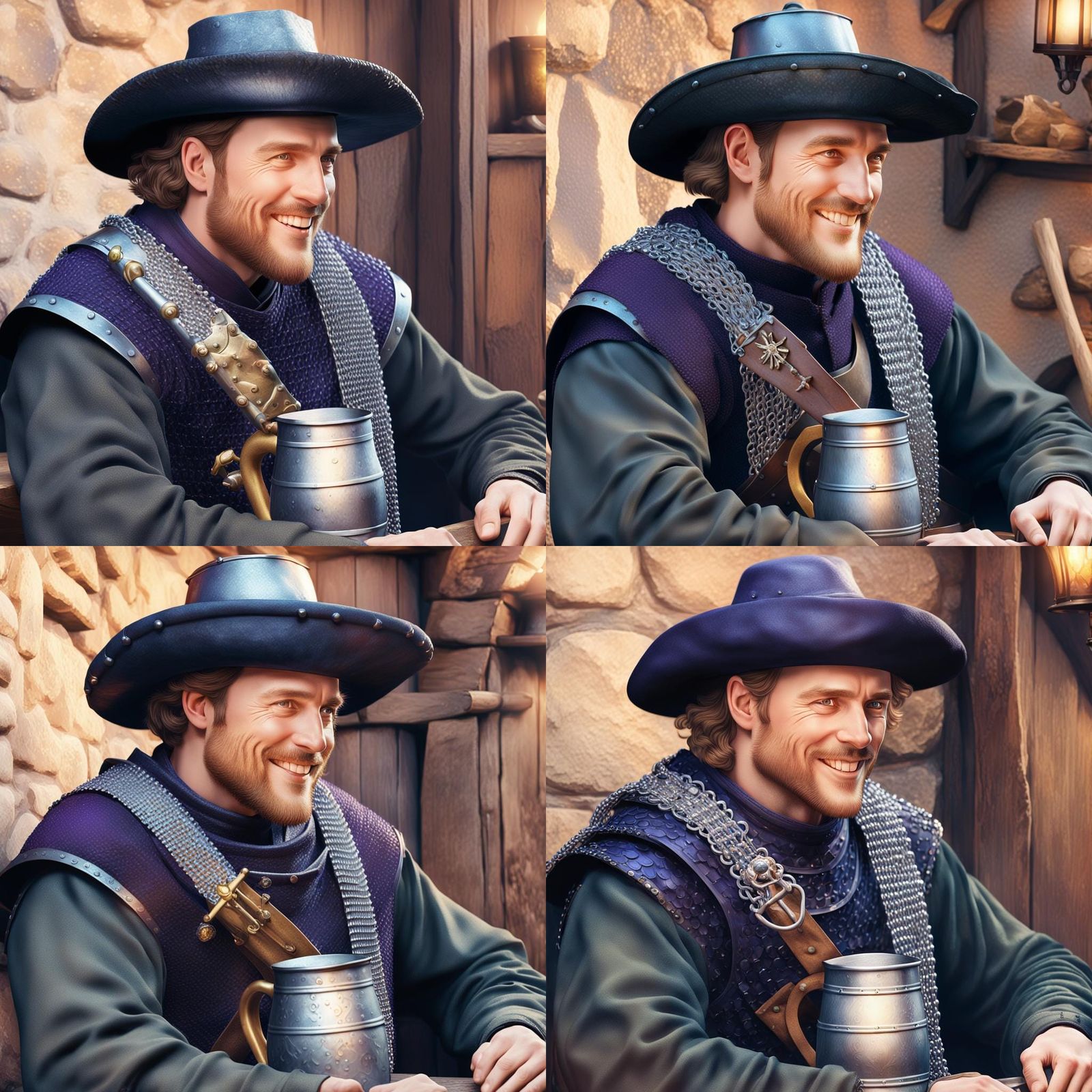 Medieval Soldier Portrait in Tavern: Hyperrealistic Digital ...