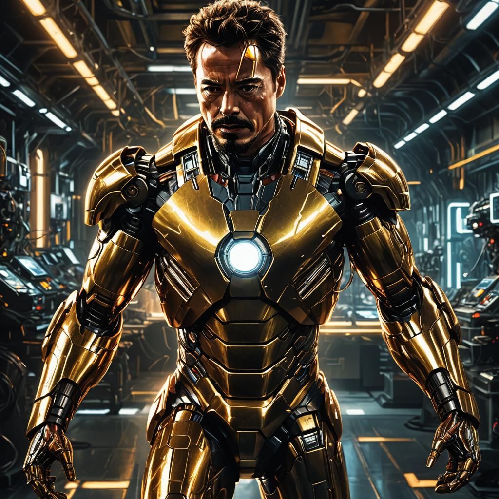 Iron Man in High-Tech Lab: Digital Art