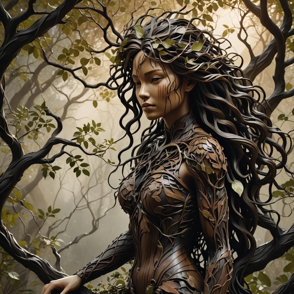 Organic Female Sculpture with Landscape Patterns