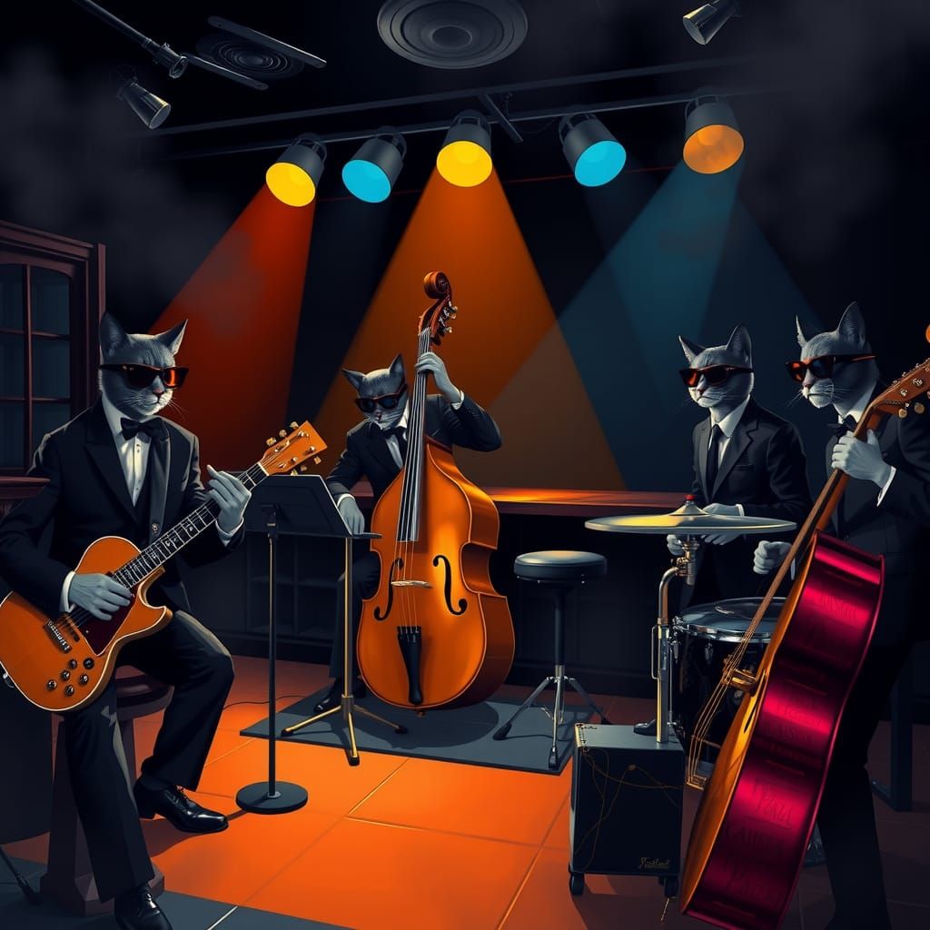 Cool Cats Jazz Band in Pop Art Style