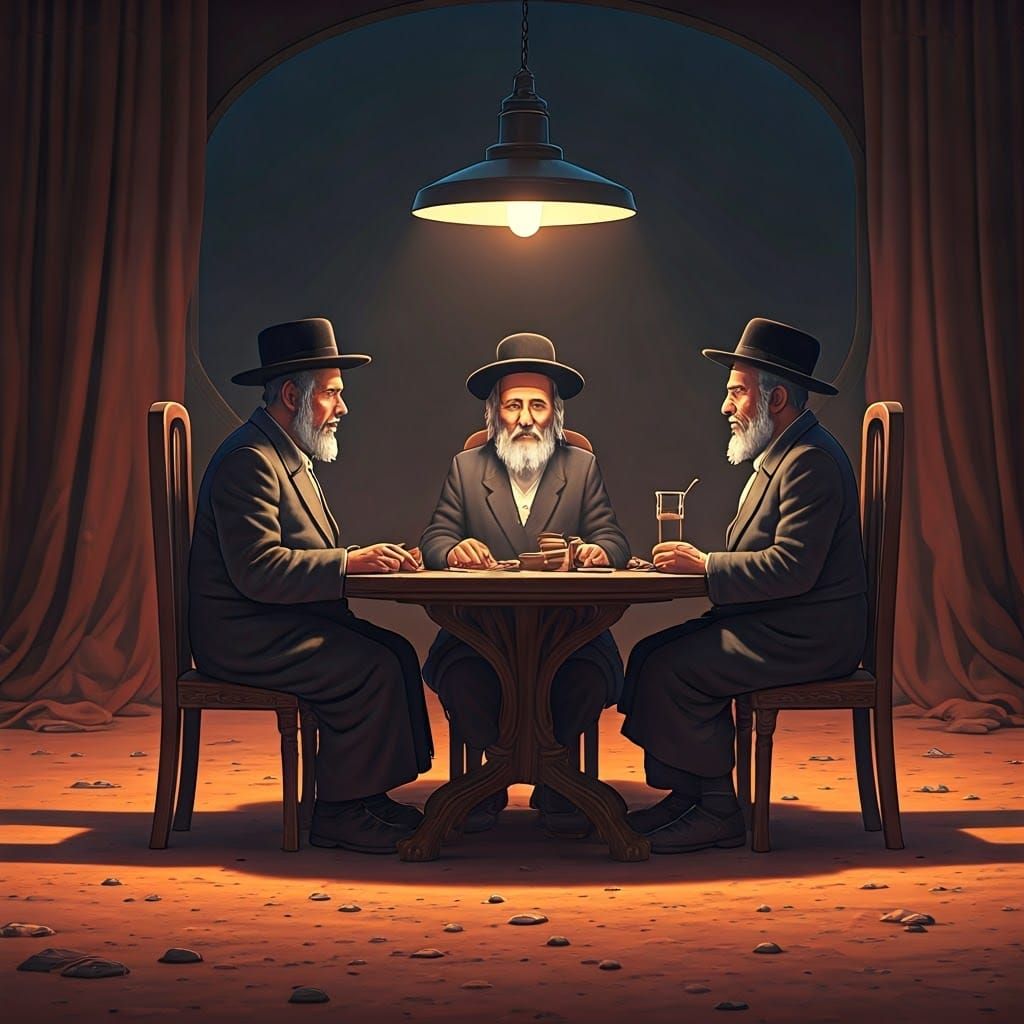 Mars Colony Rabbi's Gathering in Vibrant Anime Style