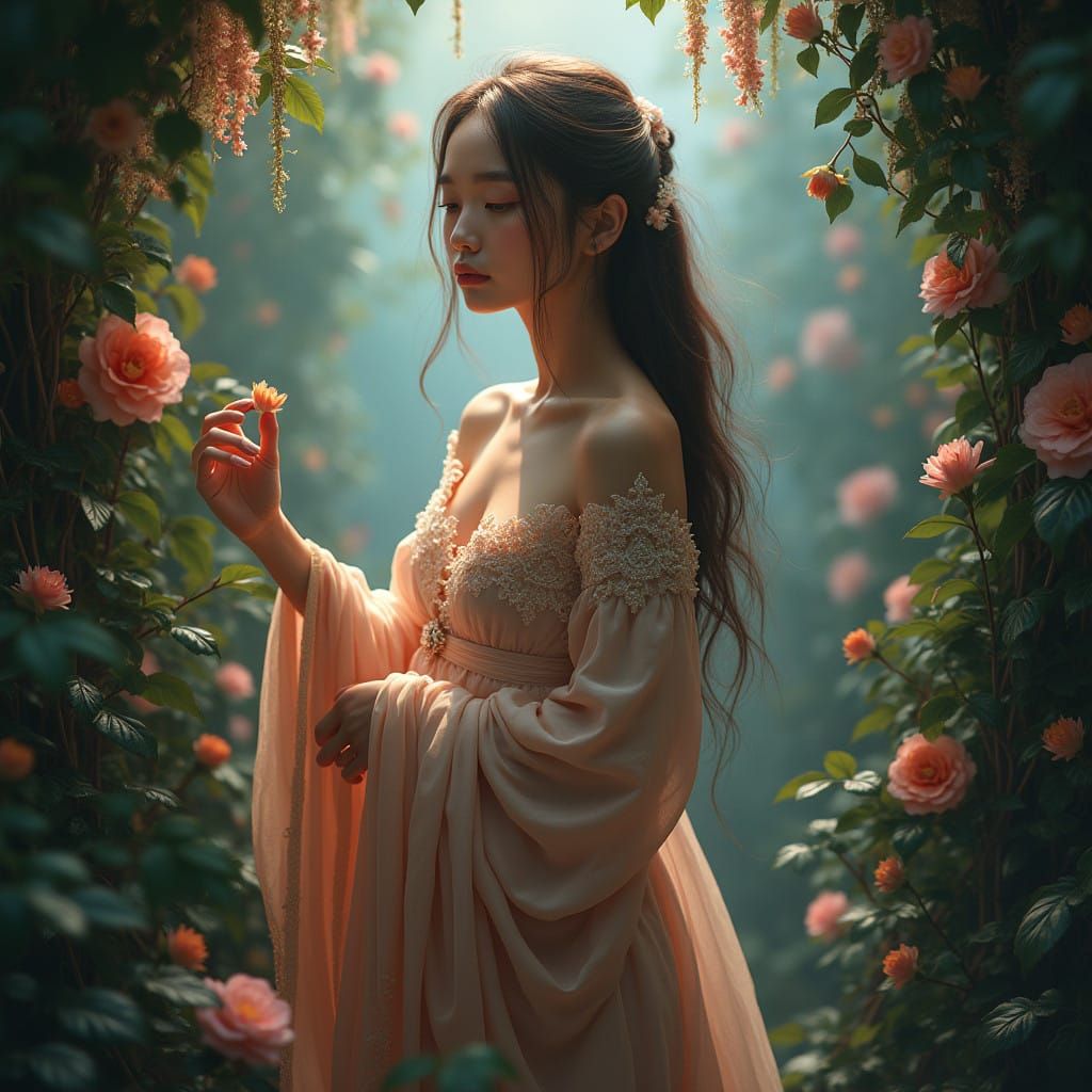 Ethereal Fantasy Maiden in Dreamlike Environment