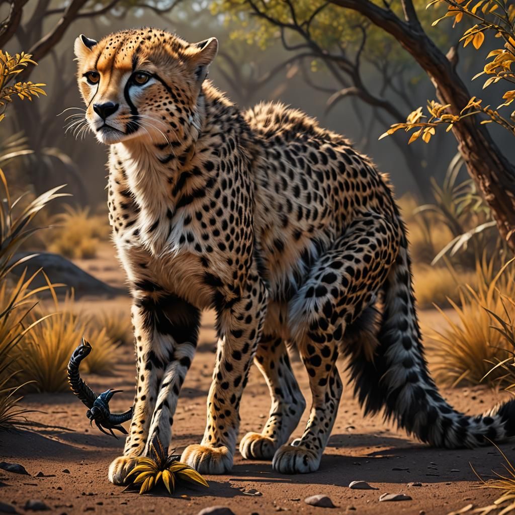 Baby Cheetah Bird Hybrid with Scorpion Tail