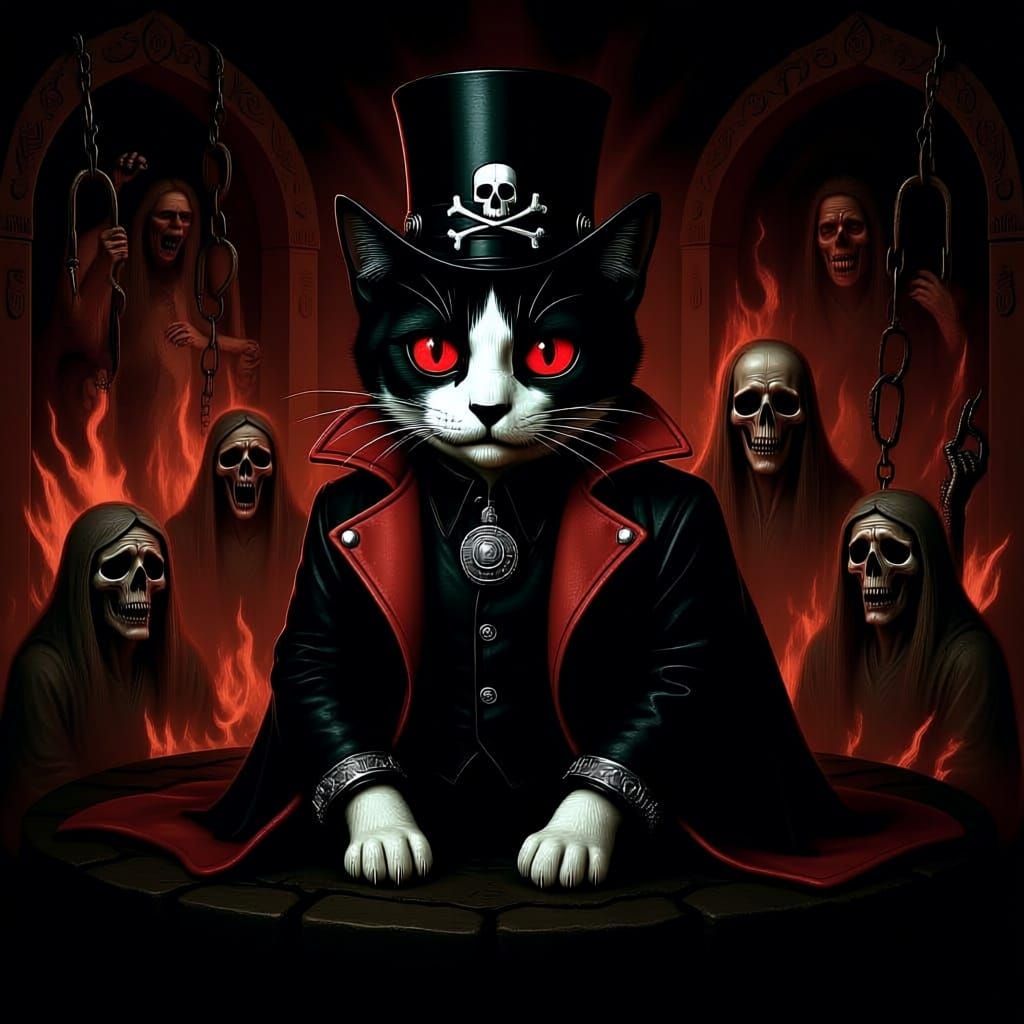 Vampire Cat in Hell Punk Rock Costume