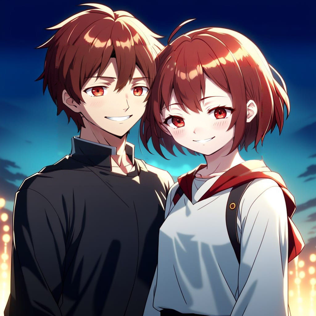 Romantic Anime Couple in Cinematic Lighting