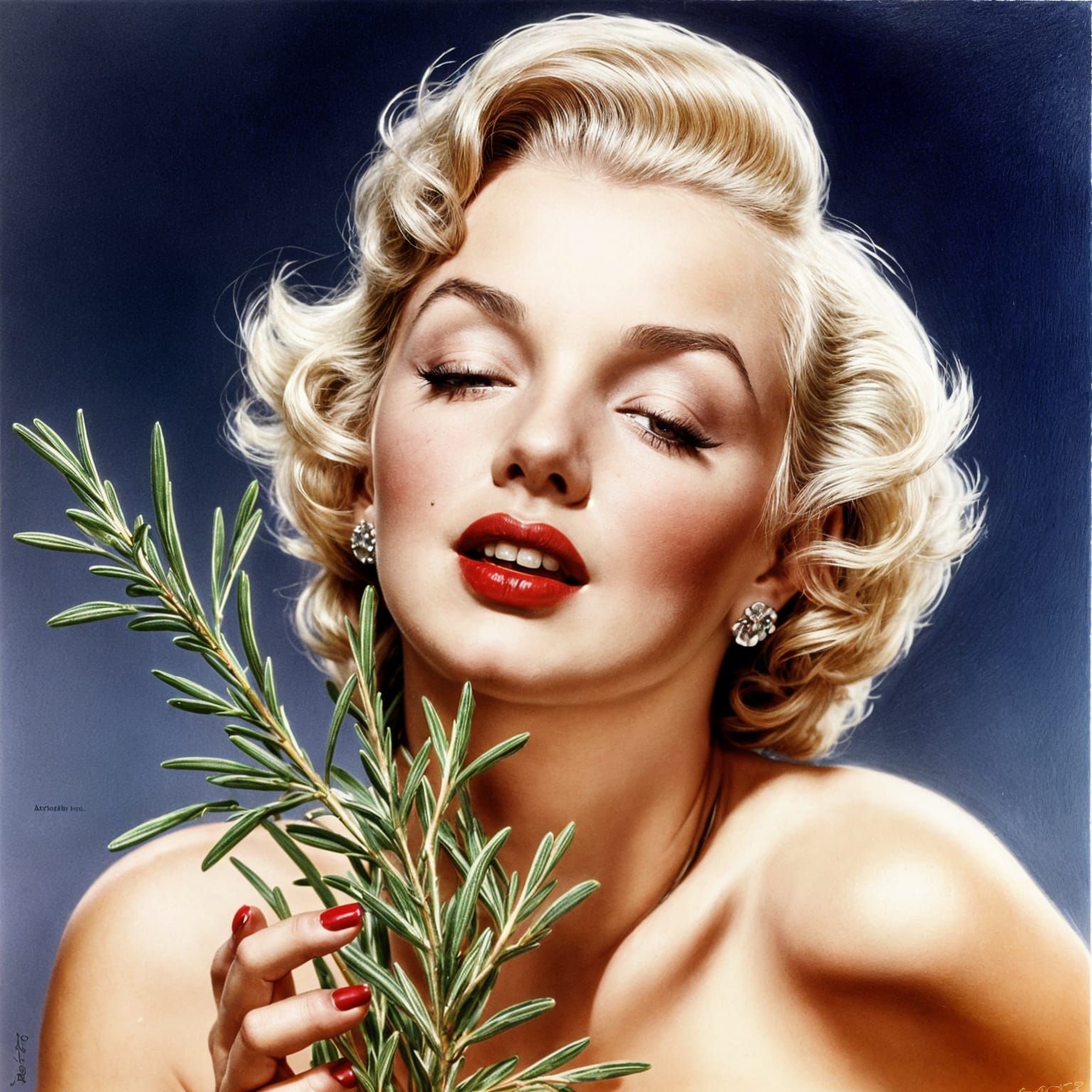 Marilyn Monroe Sniffing Rosemary Illustration