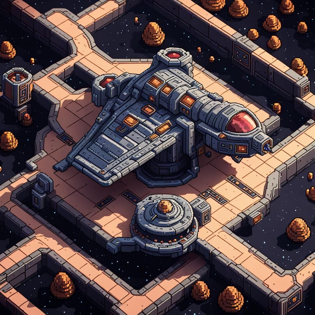 Isometric Pixel Art Spaceship RPG Token