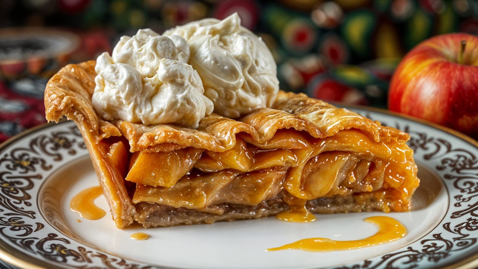 Hyper-Realistic Fantasy Apple Pie with Ice Cream