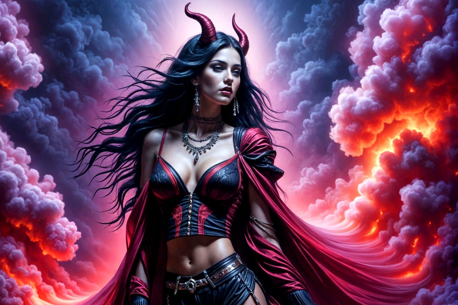 Sensual Goddess of Desire in Swirling Vortex