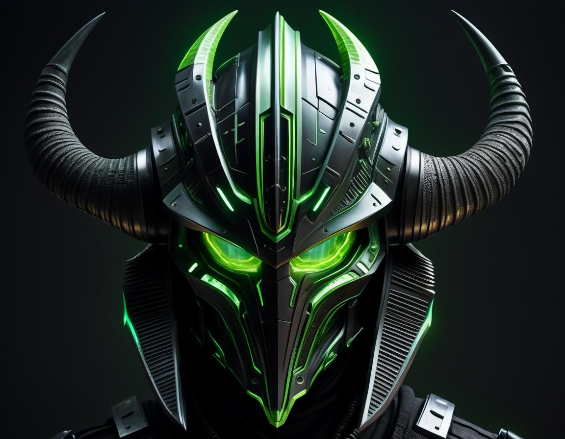 Detailed Extraterrestrial Helmet with Glowing Eyes